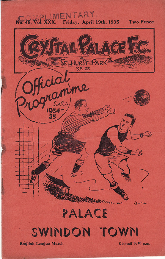 <b>Friday, April 19, 1935</b><br />vs. Crystal Palace (Away)